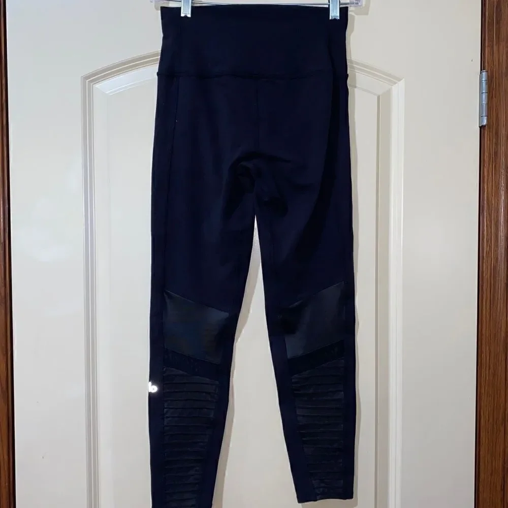 ALO YOGA High-Waist Moto Legging Black/Black Glossy Women’s Size Small
